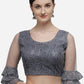 Designer Blouse Net Grey Embroidered Blouse