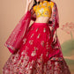 Lehenga Choli Net Hot Pink Dori Work Lehenga Choli