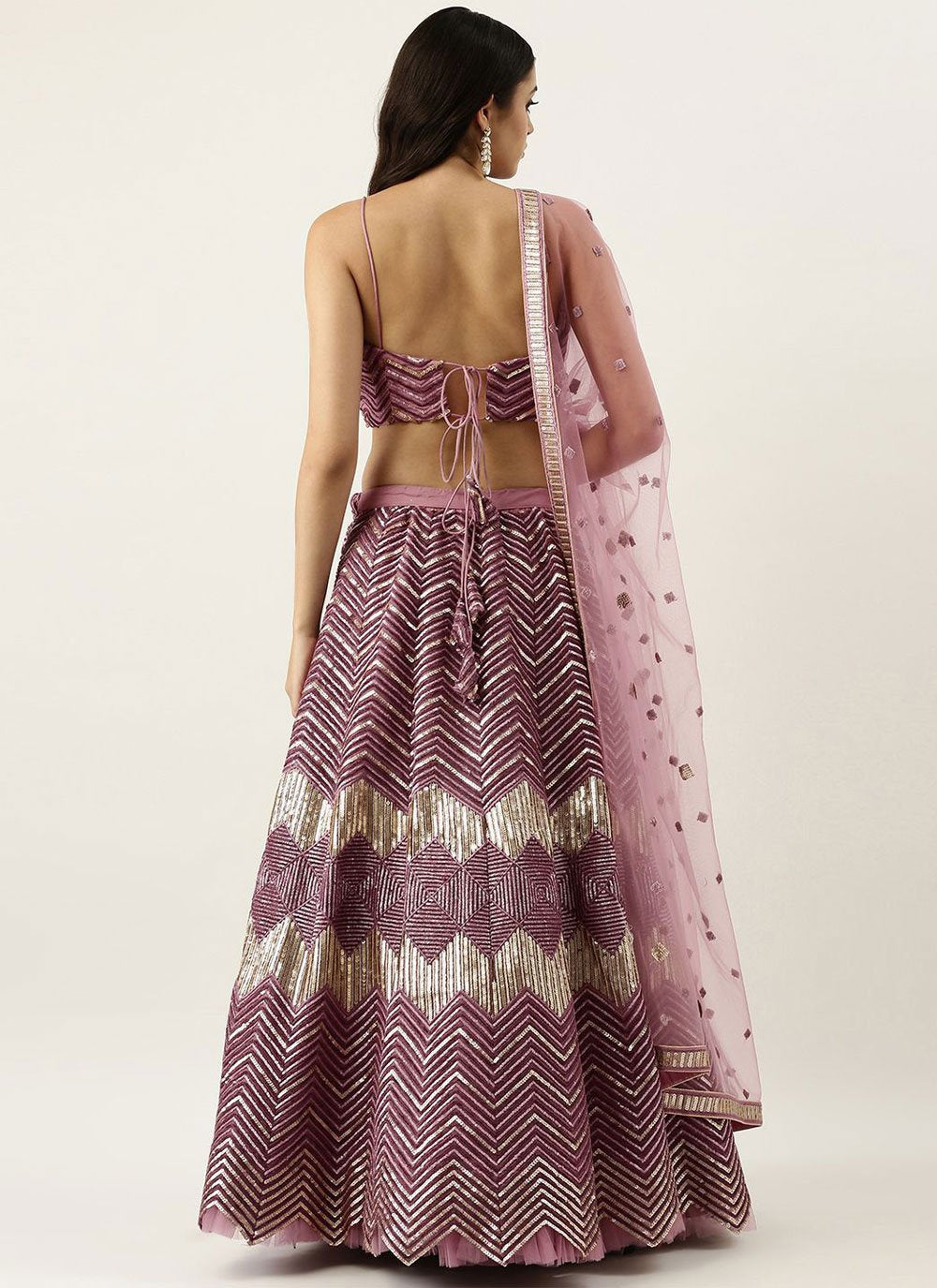 Lehenga Choli Net Lavender Embroidered Lehenga Choli