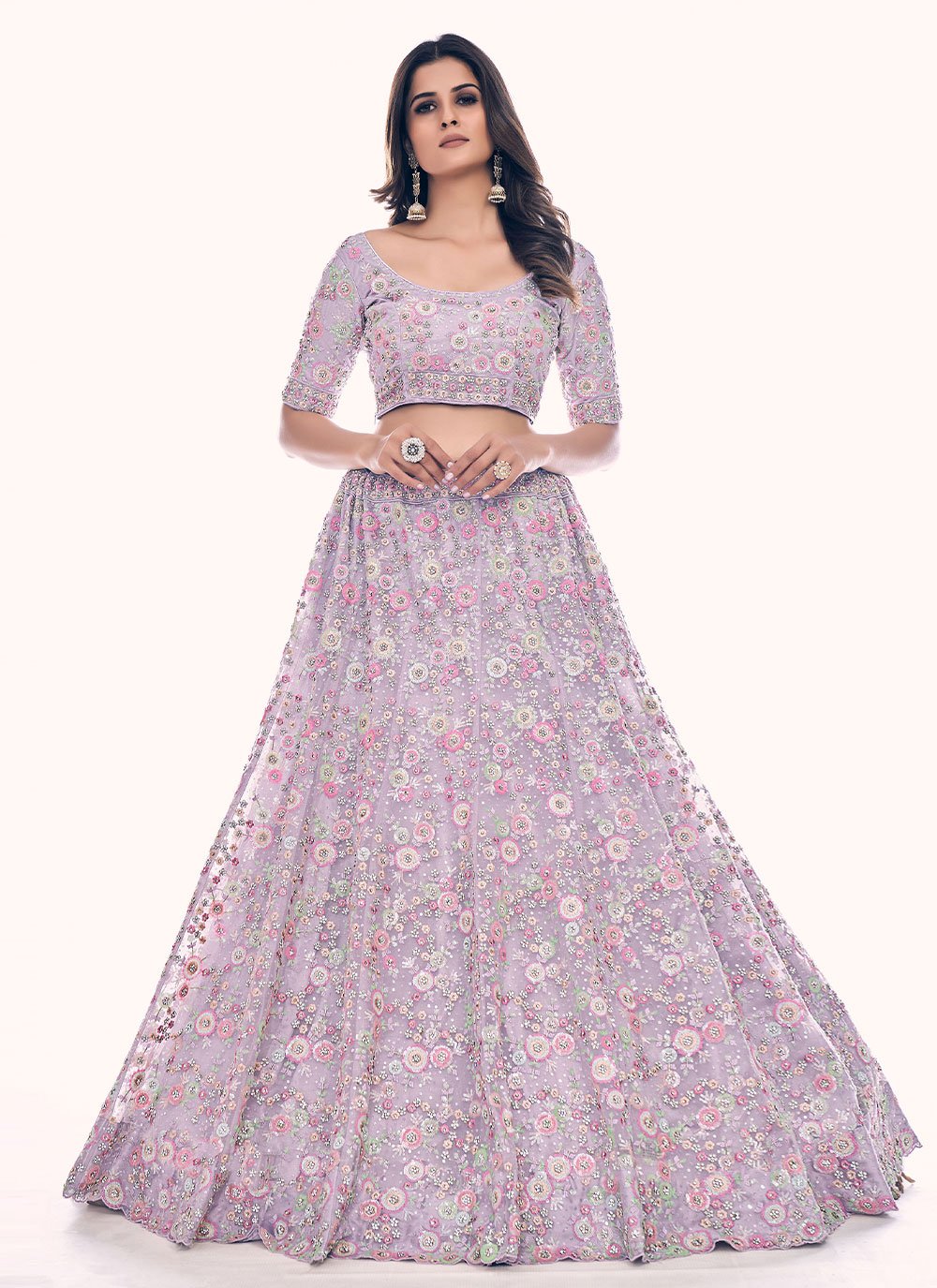 Lehenga Choli Net Lavender Dori Work Lehenga Choli