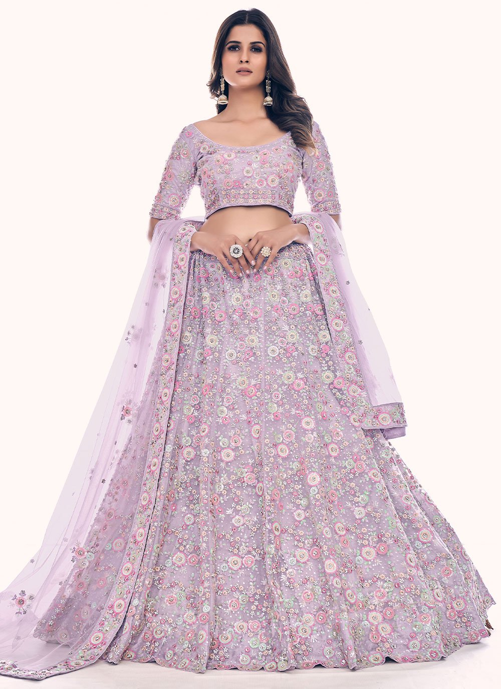 Lehenga Choli Net Lavender Dori Work Lehenga Choli