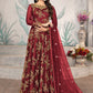 Floor Lenght Salwar Suit Net Maroon Embroidered Salwar Kameez