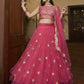 A Line Lehenga Net Magenta Embroidered Lehenga Choli