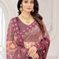 Classic Net Magenta Cord Work Saree