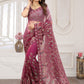Classic Net Magenta Cord Work Saree