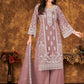 Palazzo Salwar Suit Net Mauve Embroidered Salwar Kameez