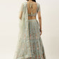 A Line Lehenga Net Aqua Blue Embroidered Lehenga Choli