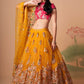 Lehenga Choli Net Mustard Dori Work Lehenga Choli