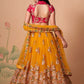 Lehenga Choli Net Mustard Dori Work Lehenga Choli