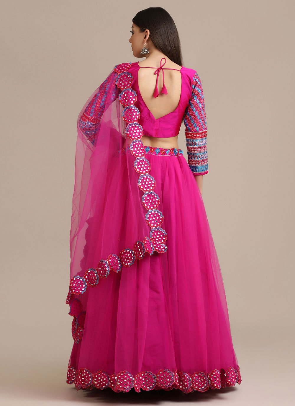 Lehenga Choli Net Pink Embroidered Lehenga Choli