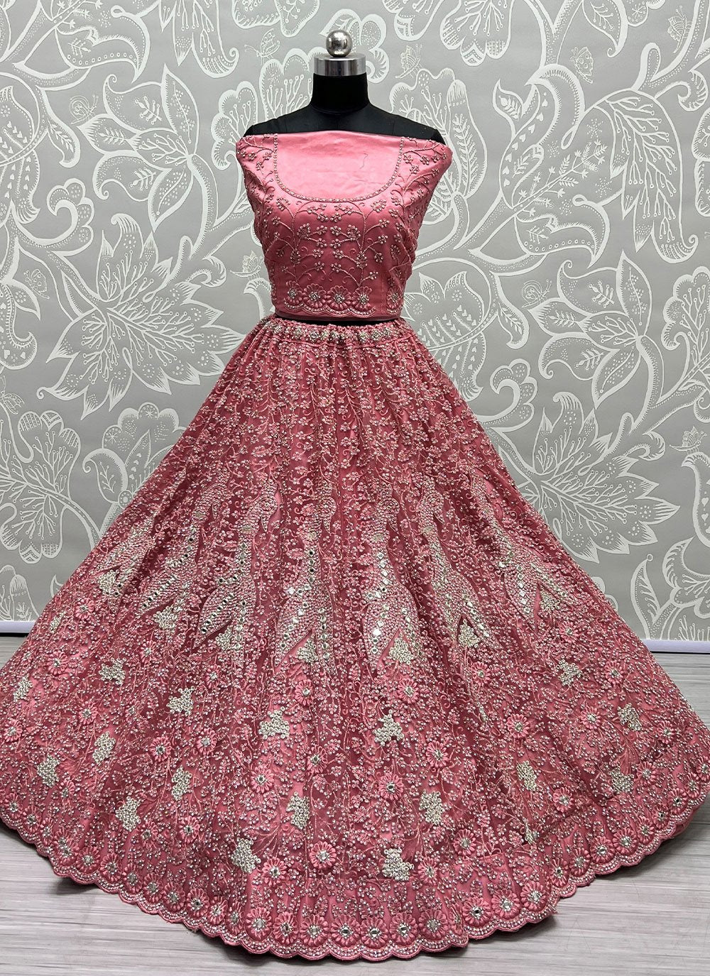 Lehenga Choli Net Pink Diamond Lehenga Choli