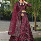 Lehenga Choli Net Wine Embroidered Lehenga Choli