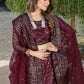 Lehenga Choli Net Wine Embroidered Lehenga Choli