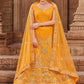 A Line Lehenga Net Mustard Embroidered Lehenga Choli