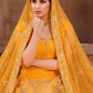 A Line Lehenga Net Mustard Embroidered Lehenga Choli