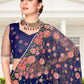 Classic Net Blue Embroidered Saree