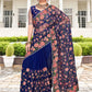Classic Net Blue Embroidered Saree
