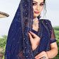 Classic Net Blue Diamond Saree