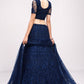 A Line Lehenga Net Blue Cord Work Lehenga Choli