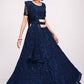A Line Lehenga Net Blue Cord Work Lehenga Choli