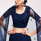 A Line Lehenga Net Blue Cord Work Lehenga Choli