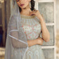 Anarkali Suit Net Off White Embroidered Salwar Kameez