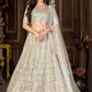 Lehenga Choli Net Off White Embroidered Lehenga Choli