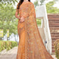 Classic Net Orange Embroidered Saree