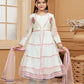 Pant Style Suit Net Off White Embroidered Kids