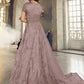 Anarkali Suit Net Mauve Embroidered Salwar Kameez