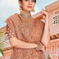 Contemporary Net Peach Embroidered Saree