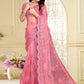 Contemporary Net Pink Embroidered Saree