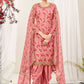 Punjabi Salwar Suit Net Pink Embroidered Salwar Kameez