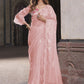 Classic Net Pink Sequins Saree
