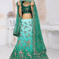 A Line Lehenga Net Rama Embroidered Lehenga Choli