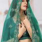 A Line Lehenga Net Rama Embroidered Lehenga Choli