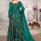 Anarkali Suit Net Rama Embroidered Salwar Kameez