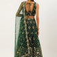 A Line Lehenga Net Green Embroidered Lehenga Choli