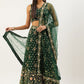 A Line Lehenga Net Green Embroidered Lehenga Choli