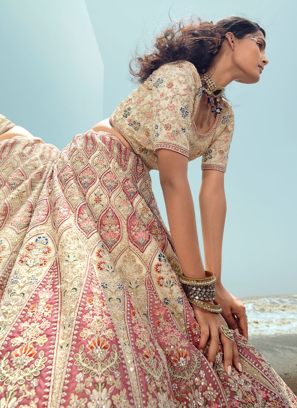 Lehenga Choli Net Off White Dori Work Lehenga Choli