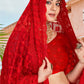 Classic Net Red Embroidered Saree