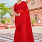 Classic Net Red Embroidered Saree