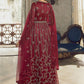 Anarkali Suit Net Maroon Embroidered Salwar Kameez