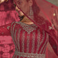Anarkali Suit Net Maroon Embroidered Salwar Kameez