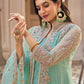 Jacket Style Suit Net Sea Green Embroidered Salwar Kameez