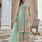 Jacket Style Suit Net Sea Green Embroidered Salwar Kameez