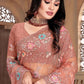 Contemporary Net Peach Cord Work Saree