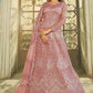 Anarkali Suit Net Pink Embroidered Salwar Kameez