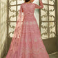 Anarkali Suit Net Pink Embroidered Salwar Kameez