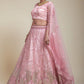 Lehenga Choli Net Pink Embroidered Lehenga Choli